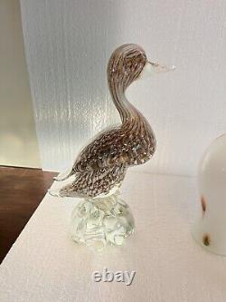 Vintage Murano Italy AVeM Bird Duck Gold Clear Cased Bullicante