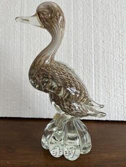 Vintage Murano Italy AVeM Bird Duck Gold Clear Cased Bullicante