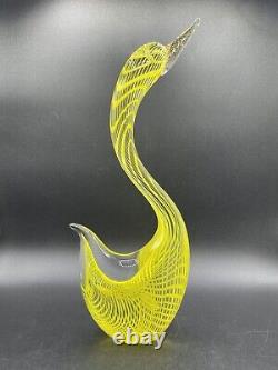 Vintage Murano Italy Art Glass Bird Lattice Neon Yellow Gold