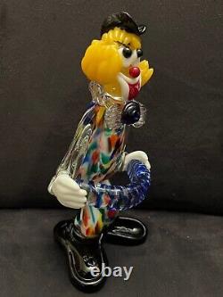 Vintage Murano Italy Hand Blown Art Glass Clown Figurine Musician 8 3/4 Inch