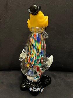 Vintage Murano Italy Hand Blown Art Glass Clown Figurine Musician 8 3/4 Inch