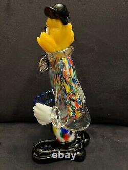 Vintage Murano Italy Hand Blown Art Glass Clown Figurine Musician 8 3/4 Inch