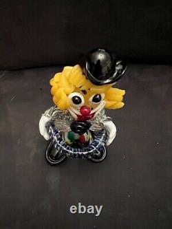 Vintage Murano Italy Hand Blown Art Glass Clown Figurine Musician 8 3/4 Inch