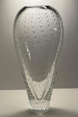Vintage Murano Italy Hand Blown Art Glass Controlled Bubbles Vase 15