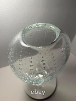 Vintage Murano Italy Hand Blown Art Glass Controlled Bubbles Vase 15