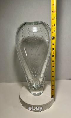 Vintage Murano Italy Hand Blown Art Glass Controlled Bubbles Vase 15