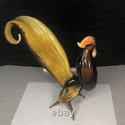 Vintage Murano Italy Hand Blown Art Glass Rooster Sculpture Figurine 7.5