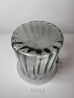 Vintage Murano Italy Hand Blown Glass Vase Ice Bucket Ribbed Handles 1960s MCM Vintage Murano Italy Hand Blown Glass Vase Ice Bucket Ribbed Handles 1960s MCM