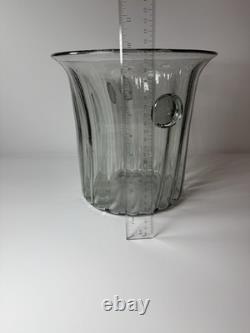 Vintage Murano Italy Hand Blown Glass Vase Ice Bucket Ribbed Handles 1960s MCM Vintage Murano Italy Hand Blown Glass Vase Ice Bucket Ribbed Handles 1960s MCM