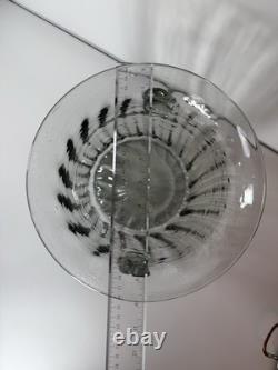 Vintage Murano Italy Hand Blown Glass Vase Ice Bucket Ribbed Handles 1960s MCM Vintage Murano Italy Hand Blown Glass Vase Ice Bucket Ribbed Handles 1960s MCM