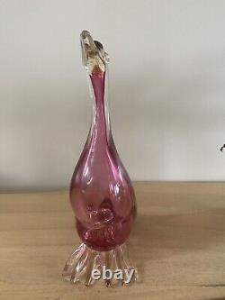 Vintage Murano Italy Venetian Barbini Art Glass Duck Birds