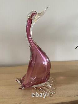 Vintage Murano Italy Venetian Barbini Art Glass Duck Birds