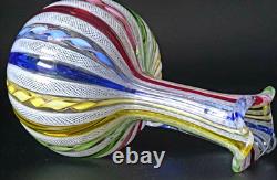 Vintage Murano Latticino Art Glass Pitcher Cruet Zanfirico Ribbon Italy 5.5 MINT