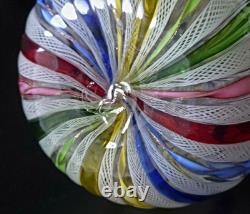 Vintage Murano Latticino Art Glass Pitcher Cruet Zanfirico Ribbon Italy 5.5 MINT