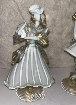 Vintage Murano Mid Century Art Glass Dancers With Internal Gold Dusting