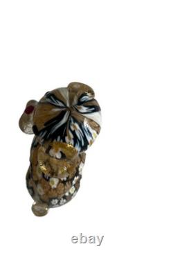 Vintage Murano Millefiori Art Glass Dog 4.5 Figurine Gold Aventurine Italy Rare