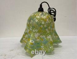 Vintage Murano Millefiori Green Pendant Light Hand Blown Glass Light 10.5