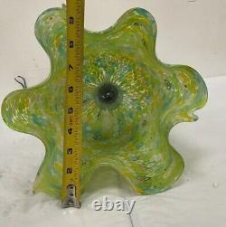 Vintage Murano Millefiori Green Pendant Light Hand Blown Glass Light 10.5