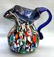 Vintage Murano Millefiori Pitcher Multicolor Hand Blown Italian Art Glass