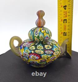 Vintage Murano Millefiori Teapot Paperweight Hand Blown Art Glass Italy 4