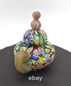 Vintage Murano Millefiori Teapot Paperweight Hand Blown Art Glass Italy 4