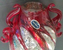 Vintage Murano Millipliori Art Hand Blown Glass Vase Made In Italy LARGE 12 T