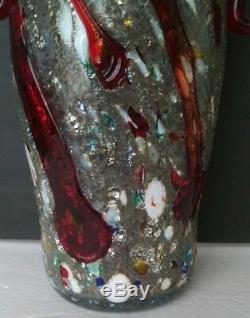 Vintage Murano Millipliori Art Hand Blown Glass Vase Made In Italy LARGE 12 T