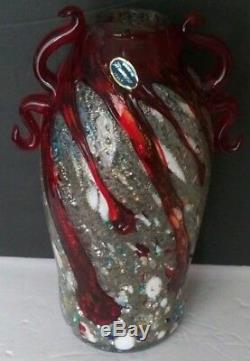 Vintage Murano Millipliori Art Hand Blown Glass Vase Made In Italy LARGE 12 T