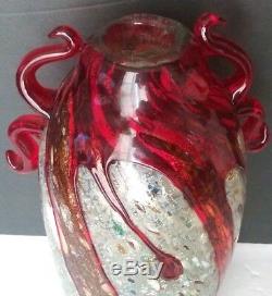 Vintage Murano Millipliori Art Hand Blown Glass Vase Made In Italy LARGE 12 T