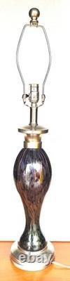 Vintage Murano Multi Color Purple streaked Hand Blown ART Glass Table Lamp 3.6