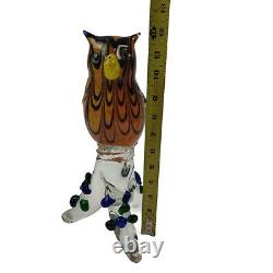 Vintage Murano Owl Figure Sculpture Hand Blown Art Glass Bullicante 12 Tall