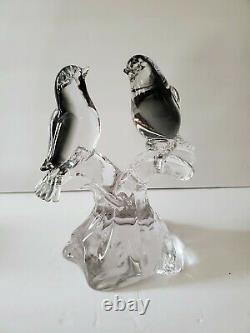 Vintage Murano Perched Love Birds Hand Blown Art Glass Sculpture Figurine