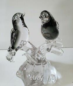 Vintage Murano Perched Love Birds Hand Blown Art Glass Sculpture Figurine