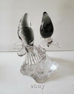 Vintage Murano Perched Love Birds Hand Blown Art Glass Sculpture Figurine