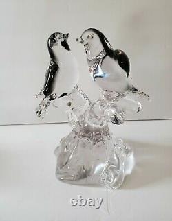 Vintage Murano Perched Love Birds Hand Blown Art Glass Sculpture Figurine