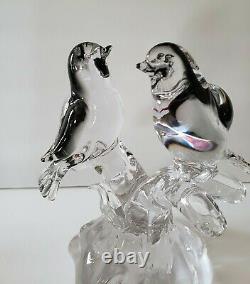 Vintage Murano Perched Love Birds Hand Blown Art Glass Sculpture Figurine