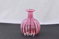 Vintage Murano Pink White & Clear Venetian Blown Art Glass Italy Mint