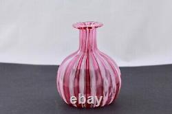 Vintage Murano Pink White & Clear Venetian Blown Art Glass Italy Mint