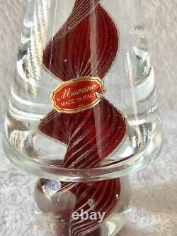 Vintage Murano Red & Gold Swirl Vortex Cased Art Glass Christmas Tree With Sticker