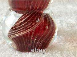 Vintage Murano Red & Gold Swirl Vortex Cased Art Glass Christmas Tree With Sticker