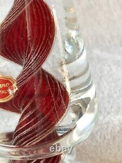 Vintage Murano Red & Gold Swirl Vortex Cased Art Glass Christmas Tree With Sticker
