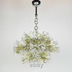 Vintage Murano Ruffle Flower Glass Chandelier Hand-Blown Pendant Light