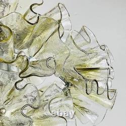 Vintage Murano Ruffle Flower Glass Chandelier Hand-Blown Pendant Light