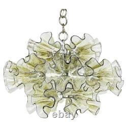 Vintage Murano Ruffle Flower Glass Chandelier Hand-Blown Pendant Light