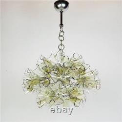 Vintage Murano Ruffle Flower Glass Chandelier Hand-Blown Pendant Light