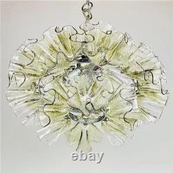 Vintage Murano Ruffle Flower Glass Chandelier Hand-Blown Pendant Light