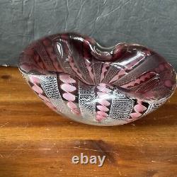 Vintage Murano Salviati MCM Murano Zanfirico Ribbons Art Glass Bowl Lattice