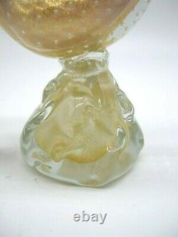 Vintage Murano Salviati pink lattimo gold powder bullicante glass bird sculpture