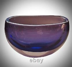 Vintage Murano Seguso 7 Sommerso Bowl Hand Blown Purple to Clear