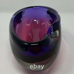 Vintage Murano Seguso 8.5 Rolled Edge Sommerso Bowl Hand Blown Purple & Magenta